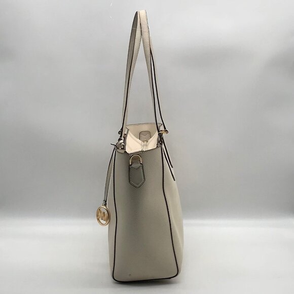Michael Kors White Pebbled Leather Large Top Zip Tote Bag - Picture 4 of 10